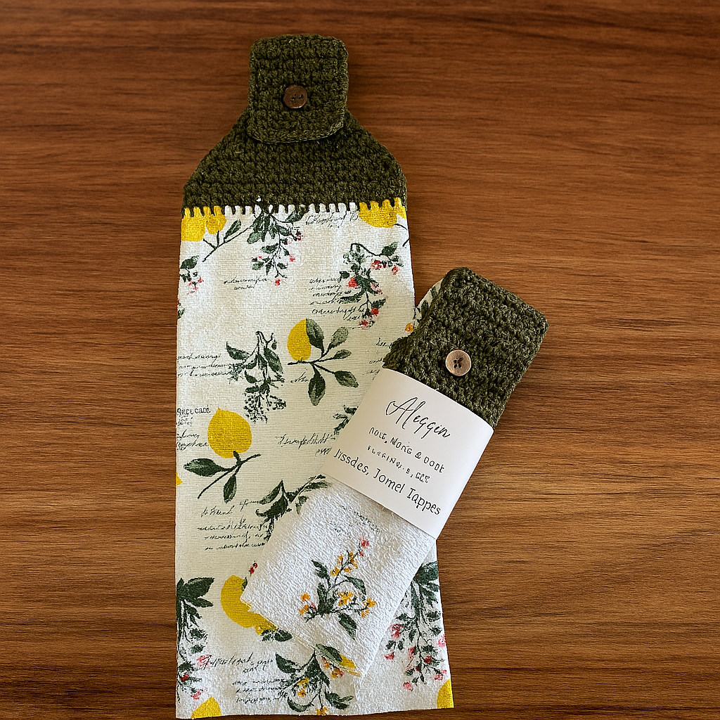 Lemon Floral Kitchen Towel Topper