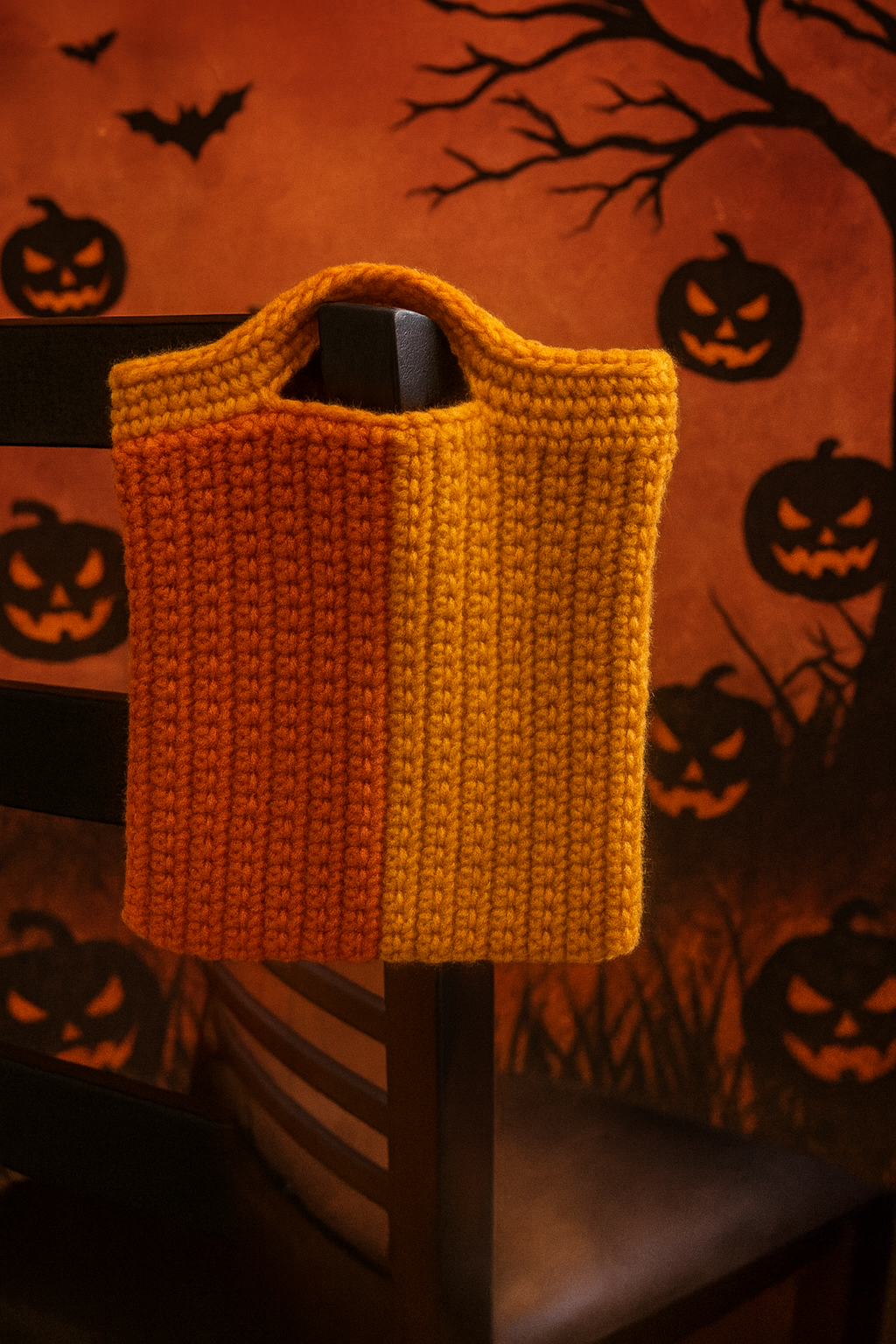 Candy Corn Crochet Tote Bag