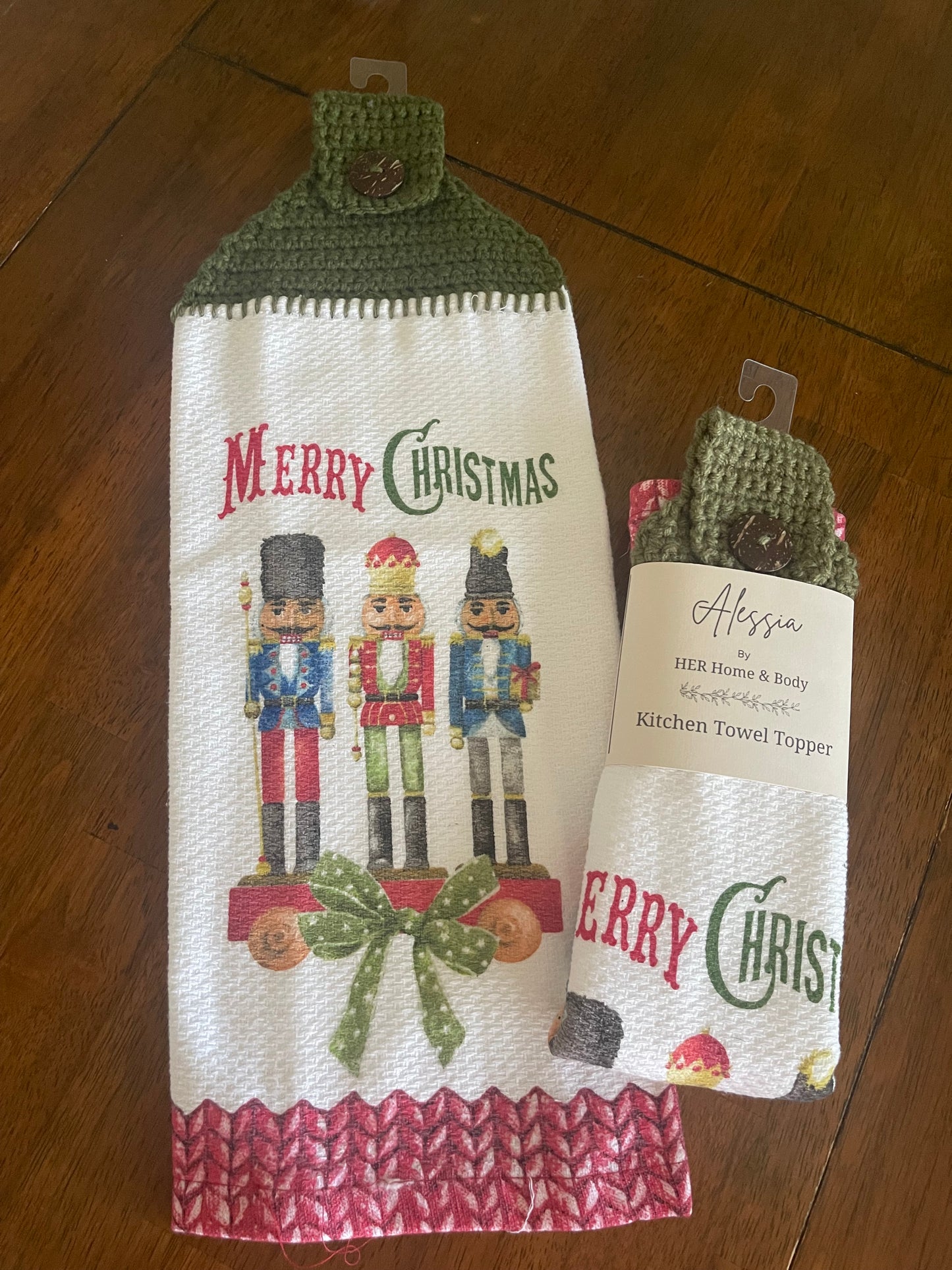 Nutcracker Merry Christmas Kitchen Towel Topper