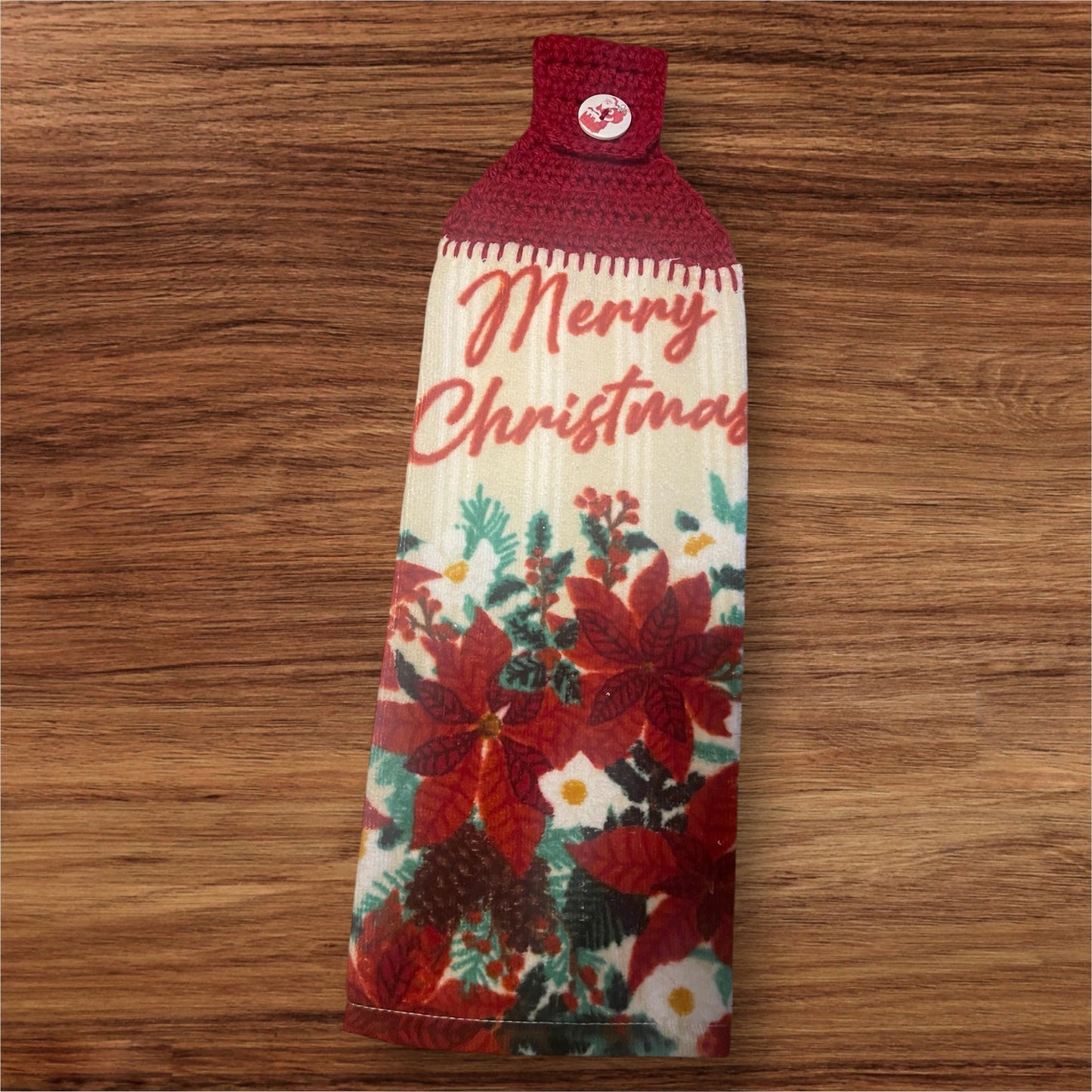 Merry Christmas Poinsettia Towel Topper
