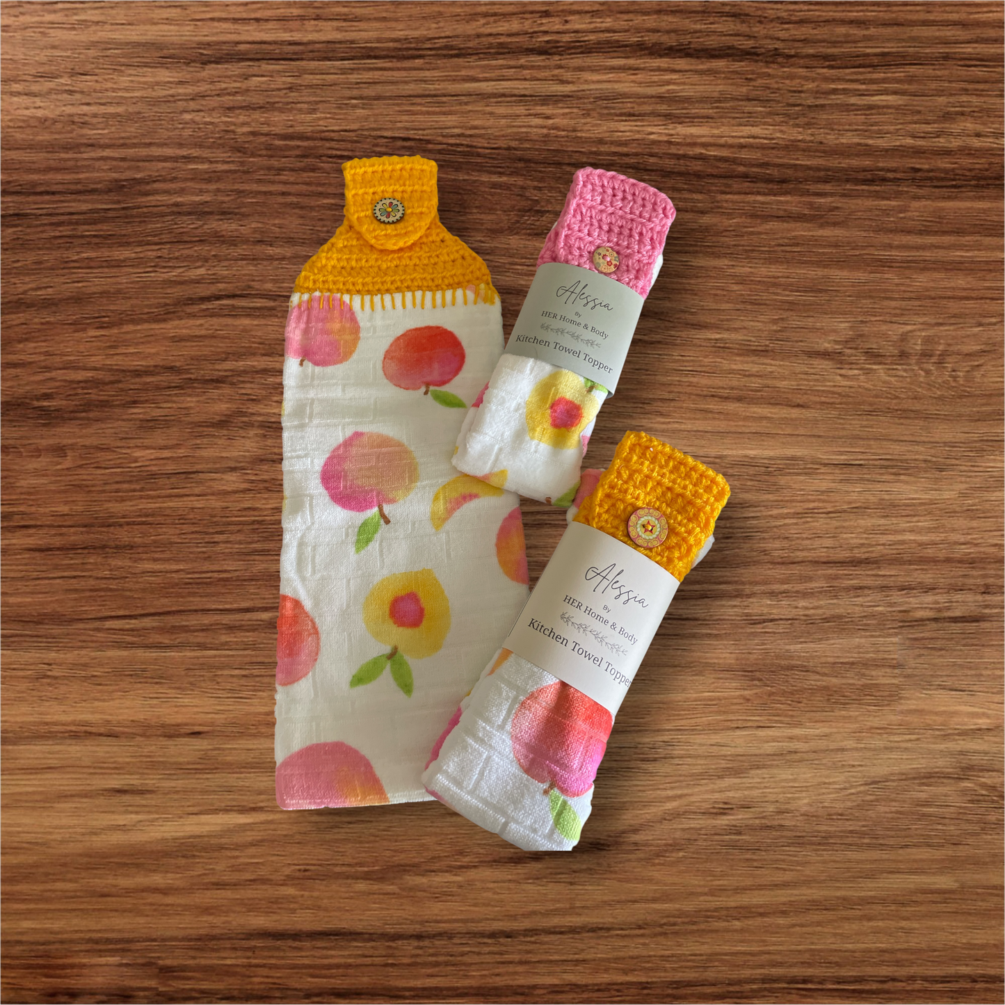 Peachy Watercolors Kitchen Towel Topper