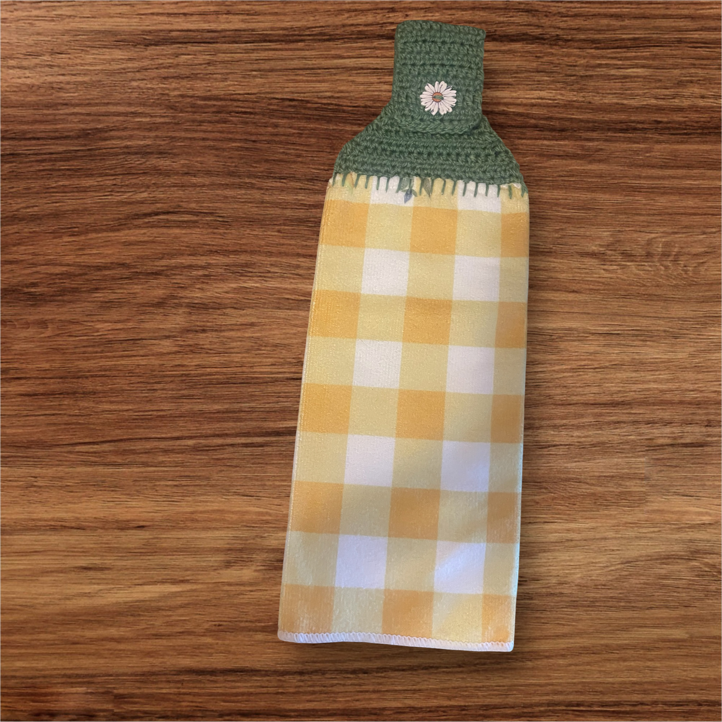 Golden Gingham Hanging Towel