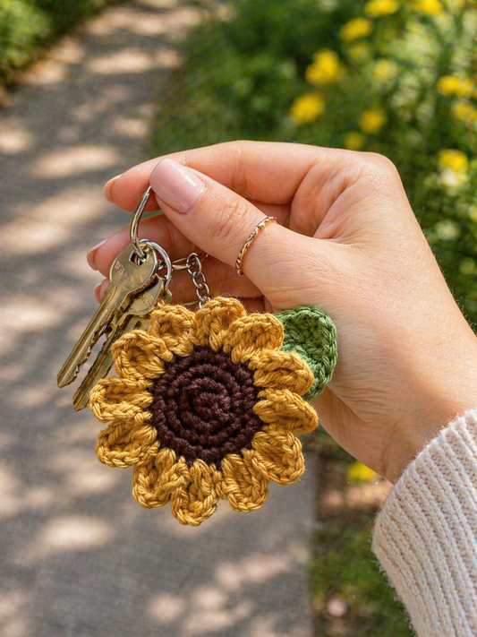 Sunflower Crochet Keychain