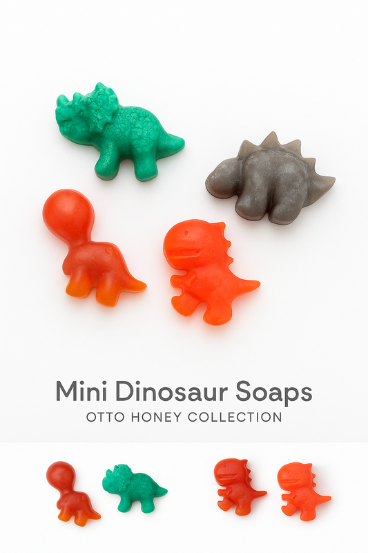 Mini Dinosaur Soap 4-Pack – Otto Honey Collection 🦖✨