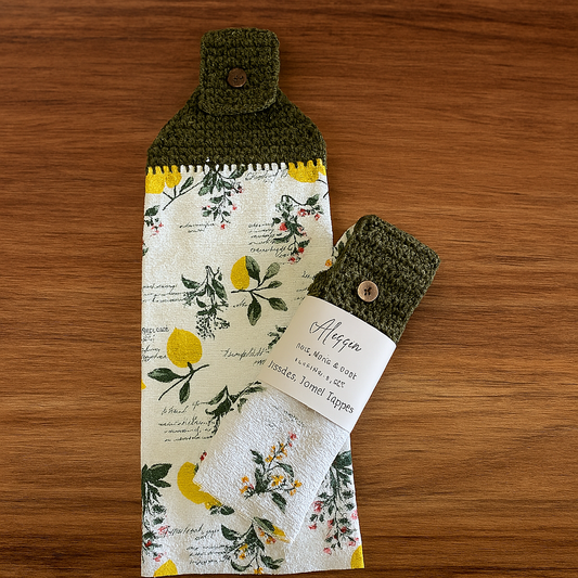 Lemon Floral Kitchen Towel Topper