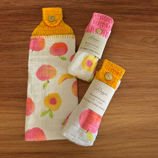 Peachy Watercolors Kitchen Towel Topper