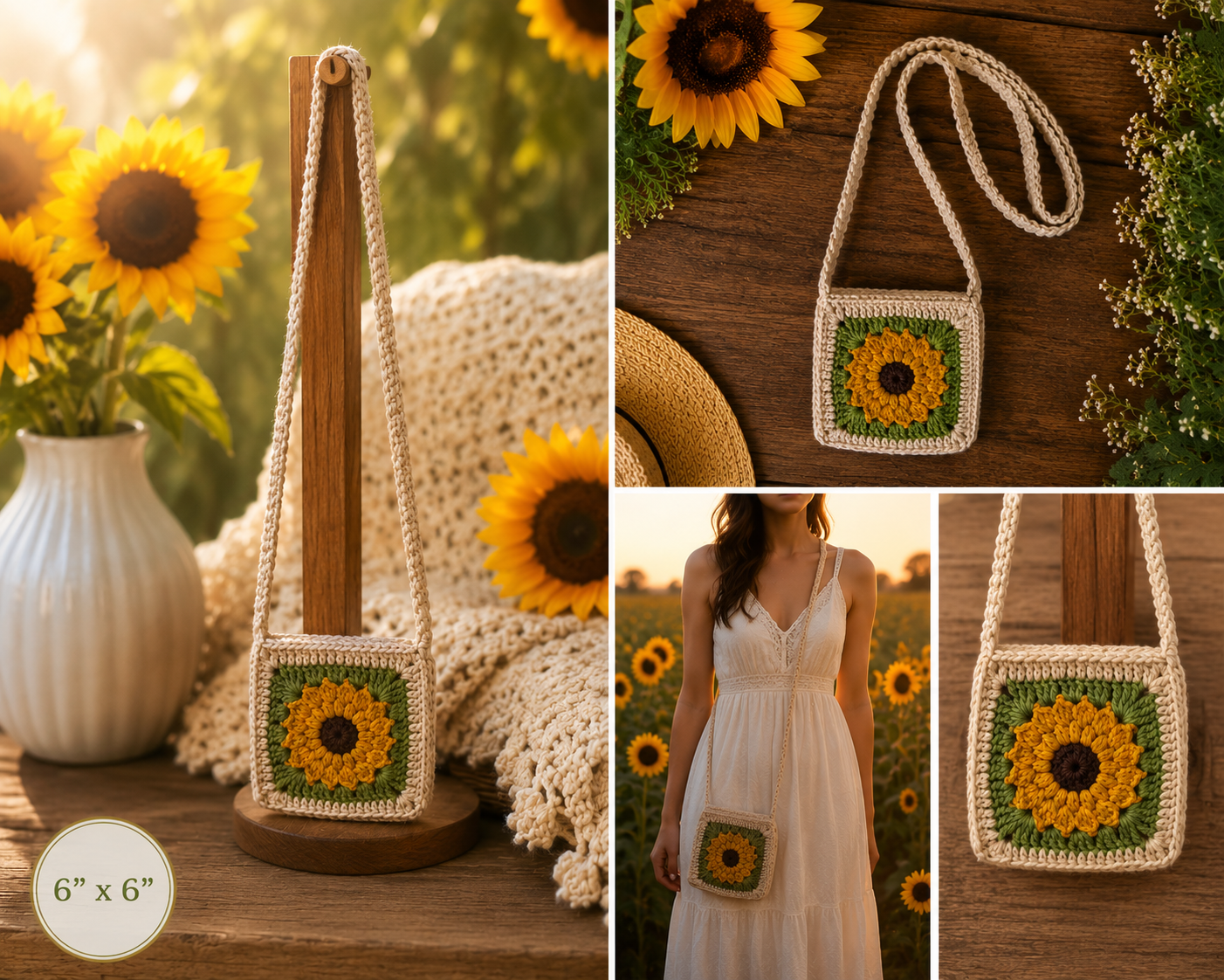 Small Sunflower Crocheted Purse