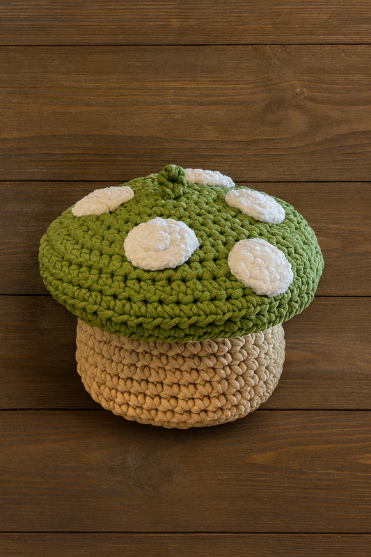 Crochet Mushroom Storage Basket – Handmade Décor