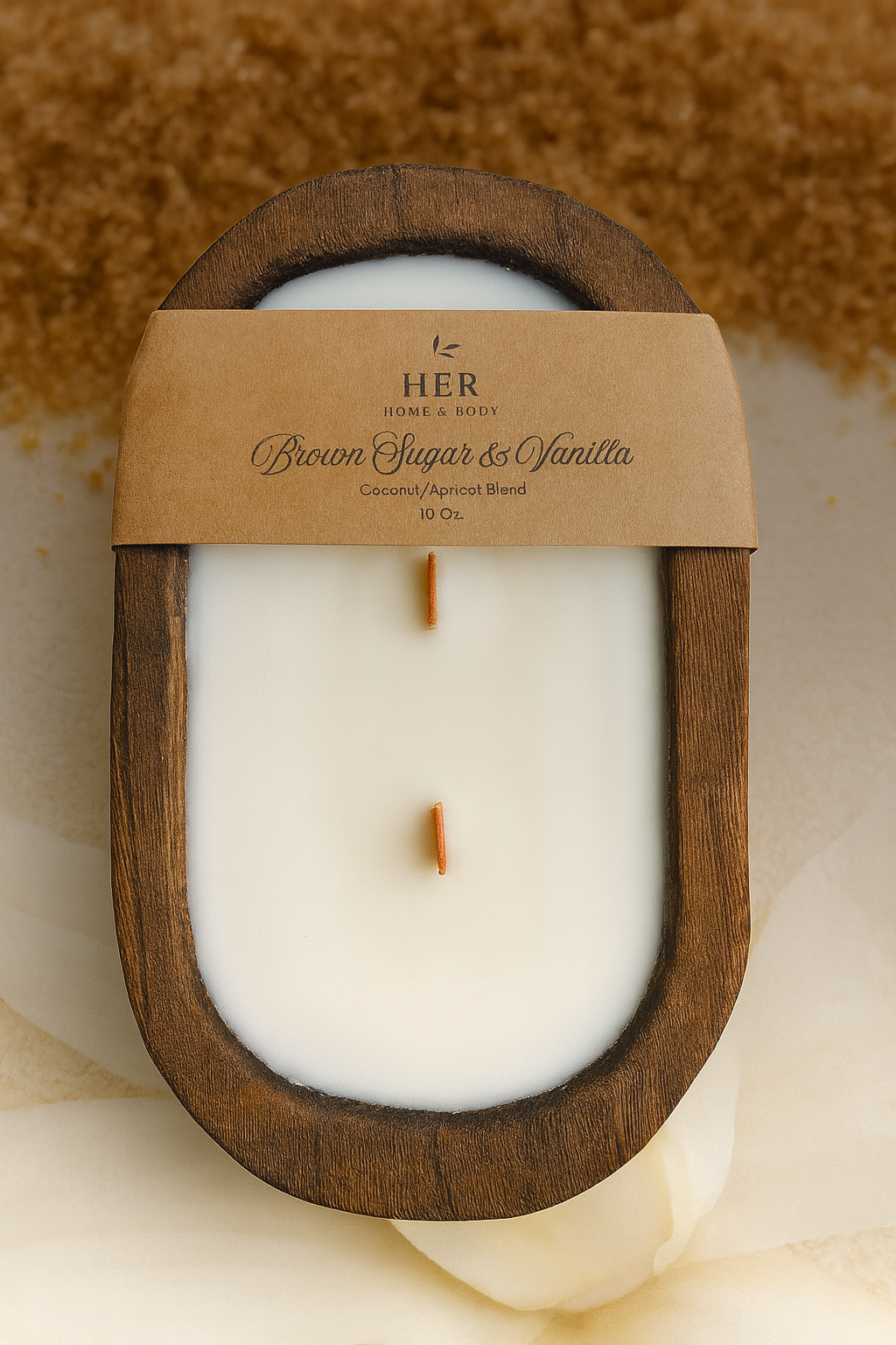 Brown Sugar & Vanilla Wooden Dough Bowl Candle – 10 oz.