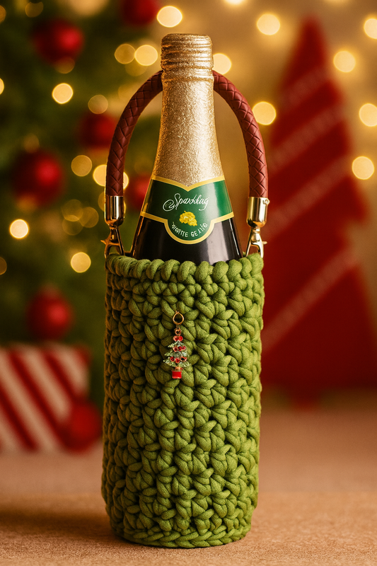 Crochet Wine Bottle Holder - Green