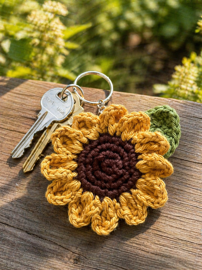 Sunflower Crochet Keychain