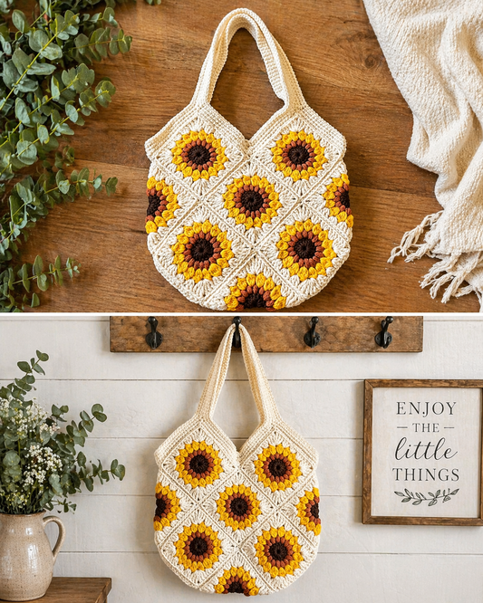 Sunflower Crochet Tote Bag