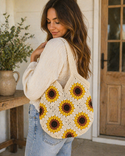Sunflower Crochet Tote Bag