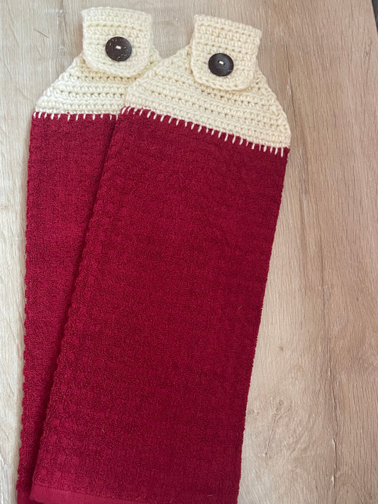 Cranberry & Cream Kitchen Towel Topper