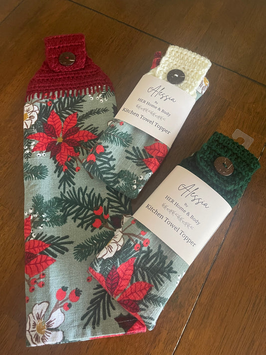 Winter Floral Kitchen Towel Topper