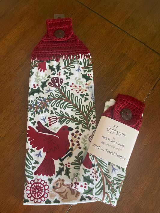 Cardinal & Holly Holiday Towel Topper