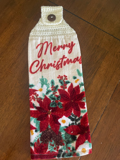 Merry Christmas Poinsettia Towel Topper