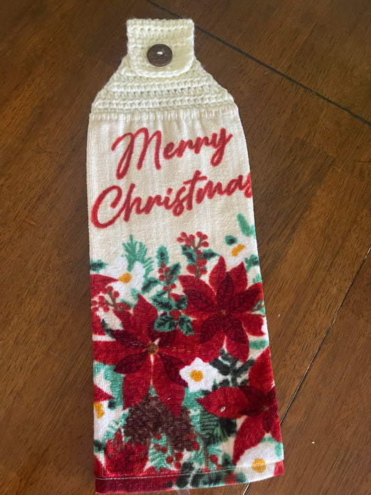 Merry Christmas Poinsettia Towel Topper