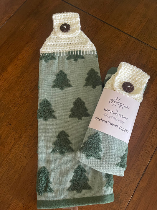 Evergreen Tree Kitchen Towel Topper