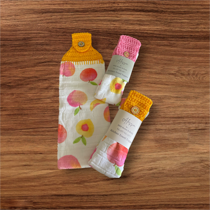 Peachy Watercolors Kitchen Towel Topper
