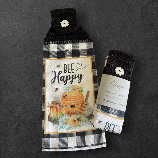Bee Happy Kitchen Towel Topper
