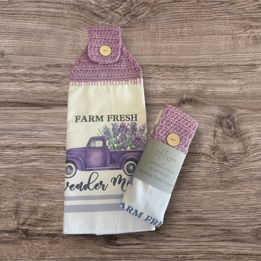 Farm Fresh Lavender Kitchen Towel Topper