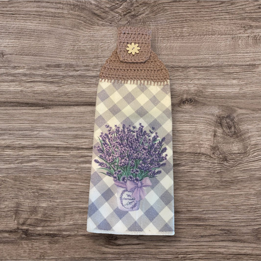 Lavender Gingham Hanging Towel