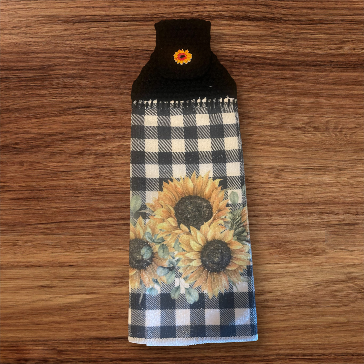 Sunflower Gingham Hanging Towel