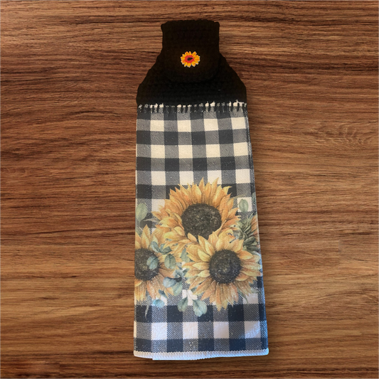 Sunflower Gingham Hanging Towel