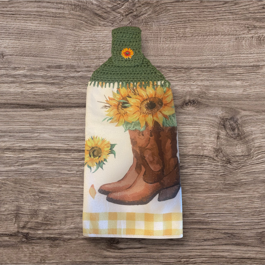 Sunflower & Boots Hanging Towel