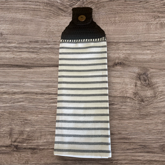 Black & White Farmhouse Stripe Hanging Towel