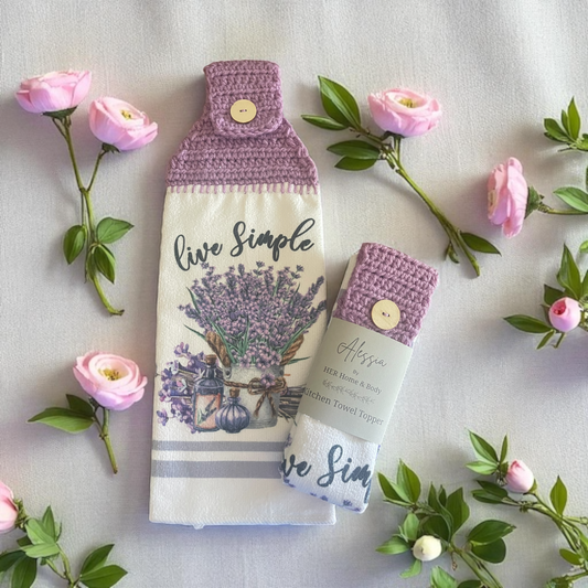 Live Simple Lavender Kitchen Towel Topper